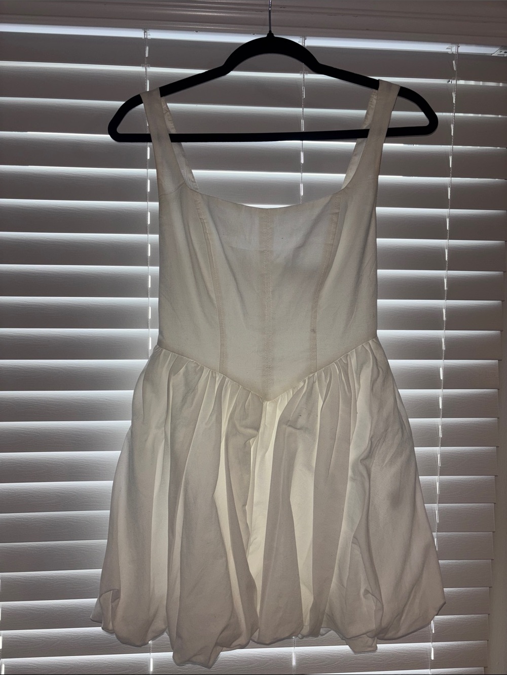 Hello Molly- Women's White Sleeveless Bubble Hem Dress